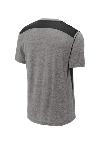 Sport-Tek PosiCharge Tri-Blend Wicking Draft Tee (Black/ Dark Grey Heather)