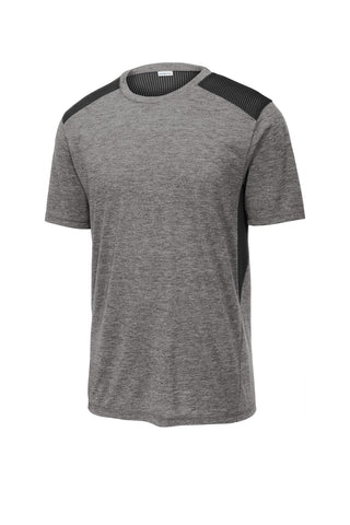 Sport-Tek PosiCharge Tri-Blend Wicking Draft Tee (Black/ Dark Grey Heather)