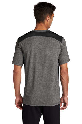 Sport-Tek PosiCharge Tri-Blend Wicking Draft Tee (Black/ Dark Grey Heather)