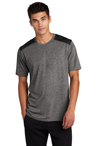 Sport-Tek PosiCharge Tri-Blend Wicking Draft Tee (Black/ Dark Grey Heather)