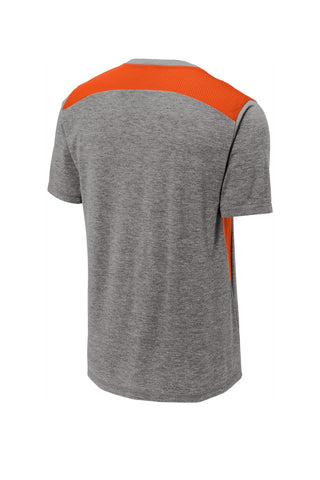 Sport-Tek PosiCharge Tri-Blend Wicking Draft Tee (Deep Orange/ Dark Grey Heather)