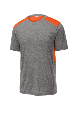 Sport-Tek PosiCharge Tri-Blend Wicking Draft Tee (Deep Orange/ Dark Grey Heather)