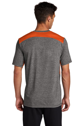 Sport-Tek PosiCharge Tri-Blend Wicking Draft Tee (Deep Orange/ Dark Grey Heather)