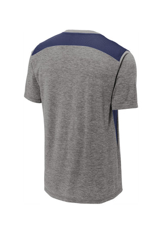 Sport-Tek PosiCharge Tri-Blend Wicking Draft Tee (True Navy/ Dark Grey Heather)