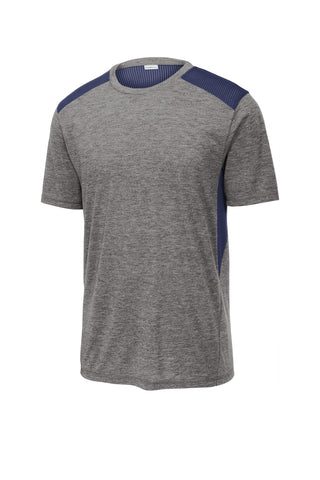 Sport-Tek PosiCharge Tri-Blend Wicking Draft Tee (True Navy/ Dark Grey Heather)