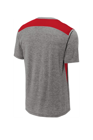 Sport-Tek PosiCharge Tri-Blend Wicking Draft Tee (True Red/ Dark Grey Heather)