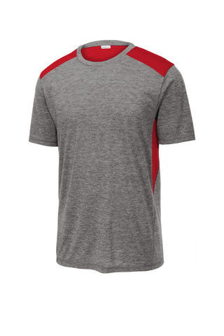 Sport-Tek PosiCharge Tri-Blend Wicking Draft Tee (True Red/ Dark Grey Heather)