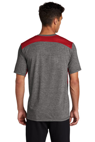 Sport-Tek PosiCharge Tri-Blend Wicking Draft Tee (True Red/ Dark Grey Heather)