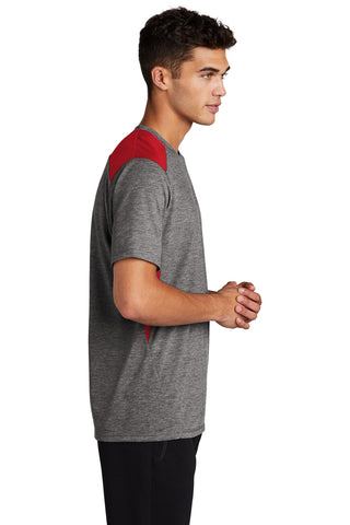 Sport-Tek PosiCharge Tri-Blend Wicking Draft Tee (True Red/ Dark Grey Heather)