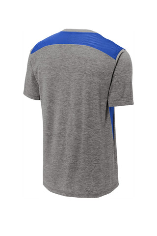 Sport-Tek PosiCharge Tri-Blend Wicking Draft Tee (True Royal/ Dark Grey Heather)