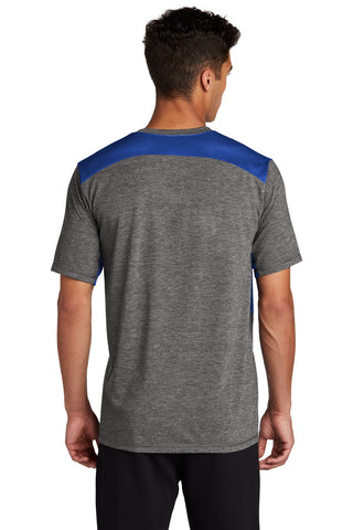 Sport-Tek PosiCharge Tri-Blend Wicking Draft Tee (True Royal/ Dark Grey Heather)