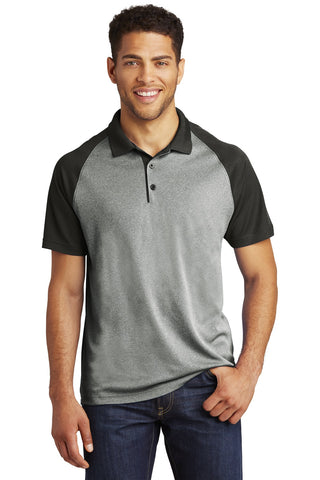 Sport-Tek PosiCharge RacerMesh Raglan Heather Block Polo (Grey Heather/ Black)