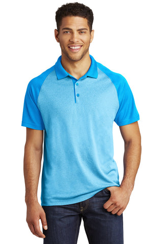 Sport-Tek PosiCharge RacerMesh Raglan Heather Block Polo (Pond Blue Heather/ Pond Blue)