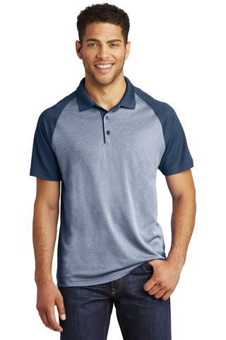 Sport-Tek PosiCharge RacerMesh Raglan Heather Block Polo (True Navy Heather/ True Navy)