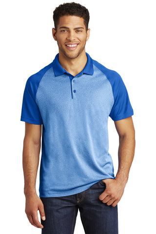 Sport-Tek PosiCharge RacerMesh Raglan Heather Block Polo (True Royal Heather/ True Royal)