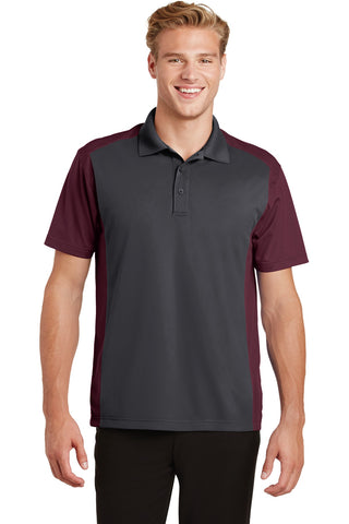 Sport-Tek Colorblock Micropique Sport-Wick Polo (Iron Grey/ Maroon)