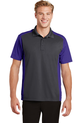 Sport-Tek Colorblock Micropique Sport-Wick Polo (Iron Grey/ Purple)