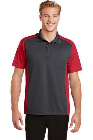 Sport-Tek Colorblock Micropique Sport-Wick Polo (Iron Grey/ True Red)