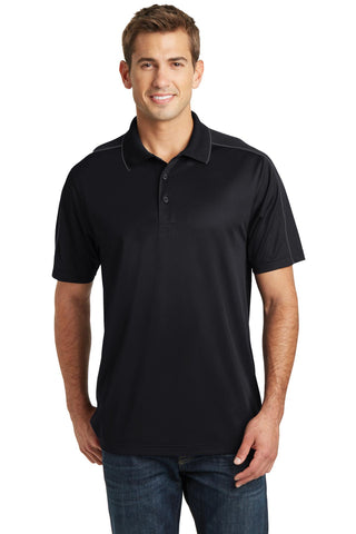 Sport-Tek Micropique Sport-Wick Piped Polo (Black/ Iron Grey)