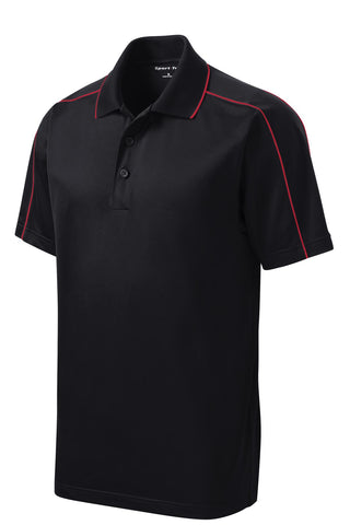 Sport-Tek Micropique Sport-Wick Piped Polo (Black/ True Red)