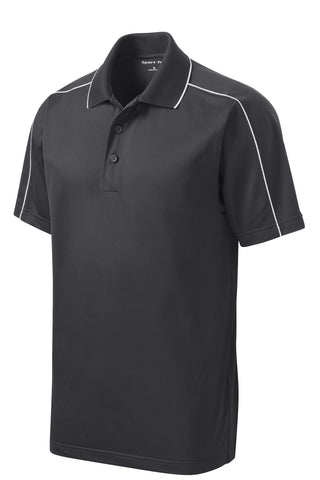 Sport-Tek Micropique Sport-Wick Piped Polo (Iron Grey/ White)