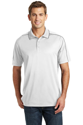 Sport-Tek Micropique Sport-Wick Piped Polo (White/ Iron Grey)