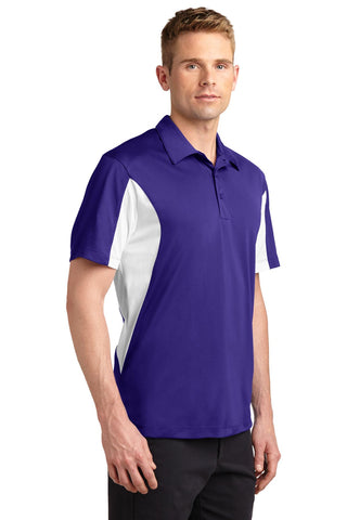 Sport-Tek Side Blocked Micropique Sport-Wick Polo (Purple/ White)