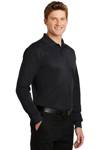 Sport-Tek Long Sleeve Micropique Sport-Wick Polo (Black)