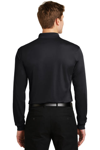 Sport-Tek Long Sleeve Micropique Sport-Wick Polo (Black)