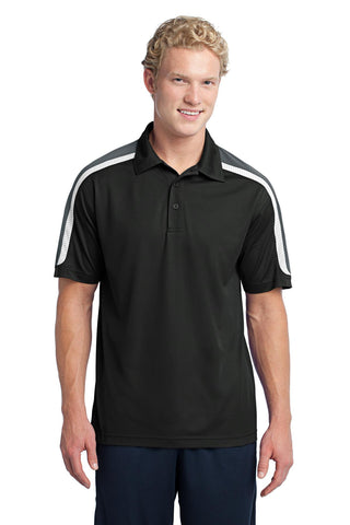 Sport-Tek Tricolor Shoulder Micropique Sport-Wick Polo (Black/ Iron Grey/ White)