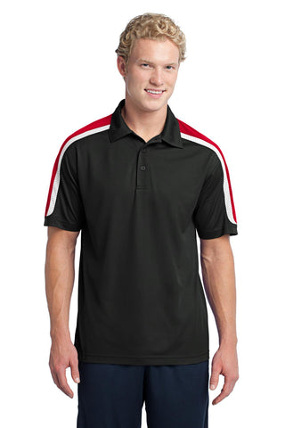 Sport-Tek Tricolor Shoulder Micropique Sport-Wick Polo (Black/ True Red/ White)