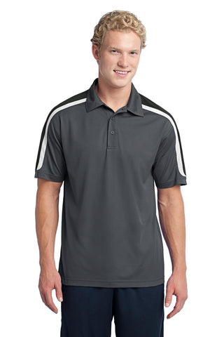 Sport-Tek Tricolor Shoulder Micropique Sport-Wick Polo (Iron Grey/ Black/ White)