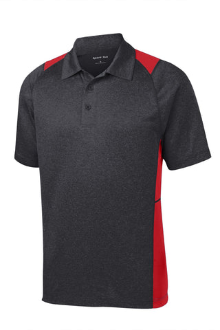 Sport-Tek Heather Colorblock Contender Polo (Graphite Heather/ True Red)