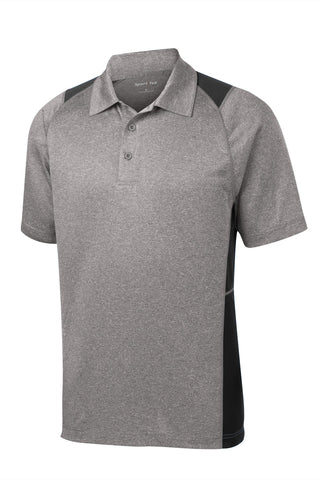 Sport-Tek Heather Colorblock Contender Polo (Vintage Heather/ Black)