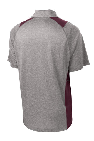 Sport-Tek Heather Colorblock Contender Polo (Vintage Heather/ Maroon)