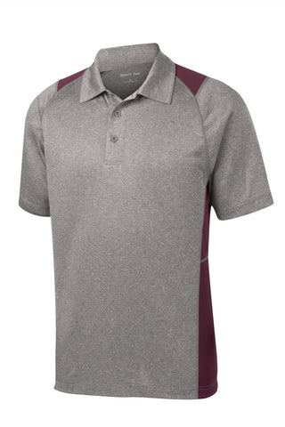 Sport-Tek Heather Colorblock Contender Polo (Vintage Heather/ Maroon)