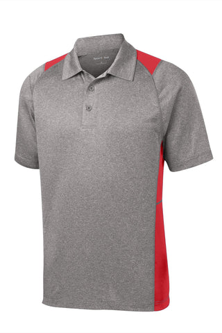 Sport-Tek Heather Colorblock Contender Polo (Vintage Heather/ True Red)