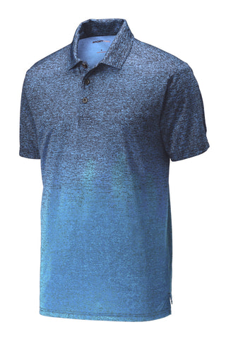 Sport-Tek Ombre Heather Polo (Carolina Blue/ True Navy)