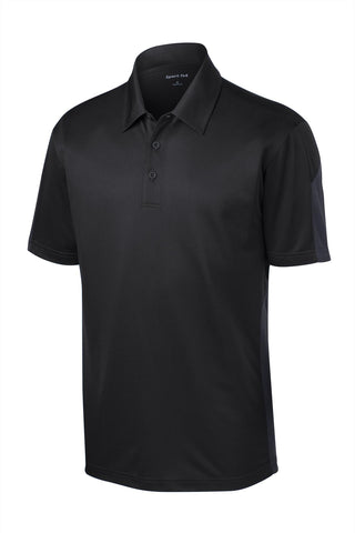 Sport-Tek PosiCharge Active Textured Colorblock Polo (Black/ Grey)