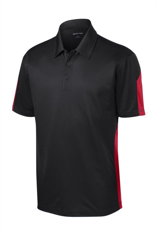 Sport-Tek PosiCharge Active Textured Colorblock Polo (Black/ True Red)