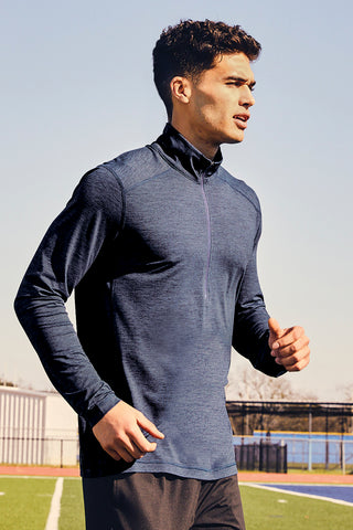 Sport-Tek Exchange 1.5 Long Sleeve 1/2-Zip (Dark Denim Heather)