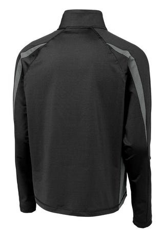 Sport-Tek Sport-Wick Stretch 1/2-Zip Colorblock Pullover (Black/ Charcoal Grey)
