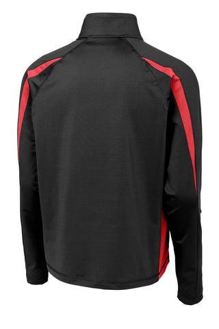 Sport-Tek Sport-Wick Stretch 1/2-Zip Colorblock Pullover (Black/ True Red)