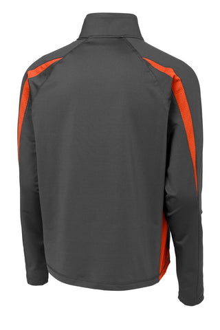 Sport-Tek Sport-Wick Stretch 1/2-Zip Colorblock Pullover (Charcoal Grey/ Deep Orange)