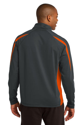 Sport-Tek Sport-Wick Stretch 1/2-Zip Colorblock Pullover (Charcoal Grey/ Deep Orange)