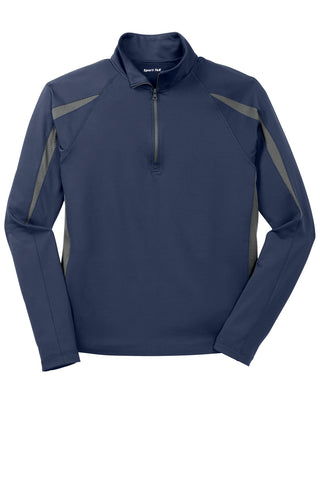 Sport-Tek Sport-Wick Stretch 1/2-Zip Colorblock Pullover (True Navy/ Charcoal Grey)