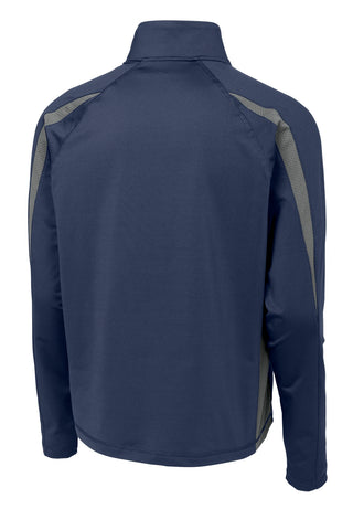 Sport-Tek Sport-Wick Stretch 1/2-Zip Colorblock Pullover (True Navy/ Charcoal Grey)