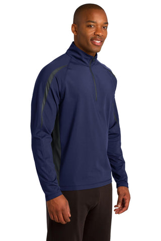 Sport-Tek Sport-Wick Stretch 1/2-Zip Colorblock Pullover (True Navy/ Charcoal Grey)