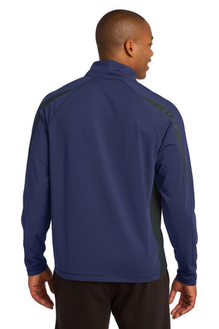 Sport-Tek Sport-Wick Stretch 1/2-Zip Colorblock Pullover (True Navy/ Charcoal Grey)