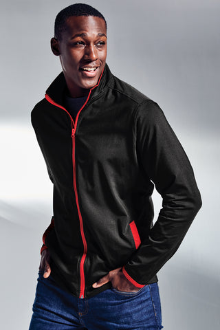 Sport-Tek Sport-Wick Stretch Contrast Full-Zip Jacket (Charcoal Grey Heather/ True Navy)